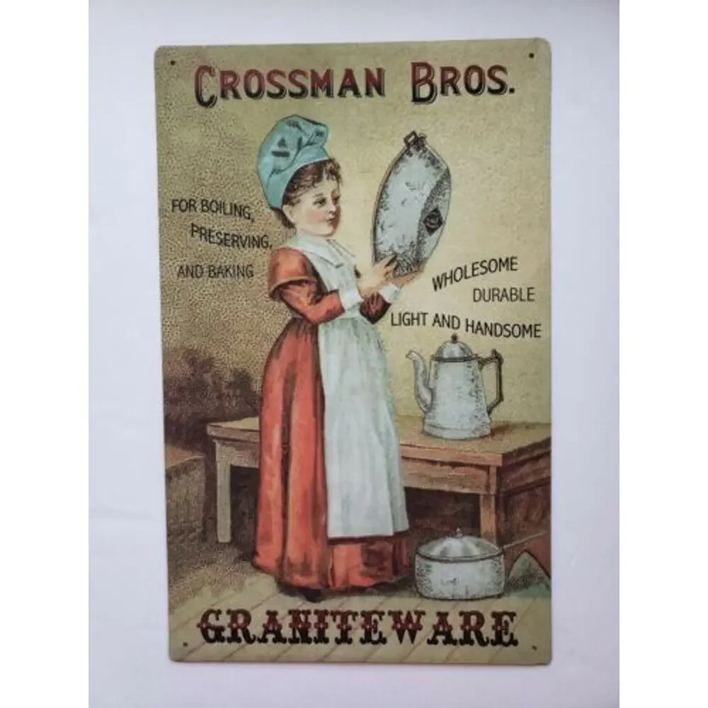 Crossman‎ Bros. Graniteware Ohio Wholesale 16x10 Rustic Retro Metal Signs 27744